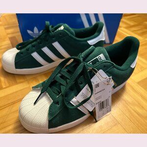 ADIDAS Superstar Shoes- RARE Dark Green / Core White / Gold Metallic